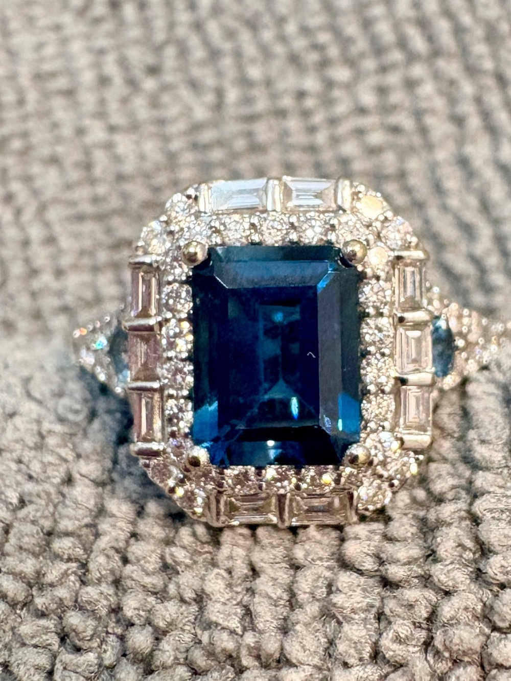 Elegant Blue Gemstone Halo Ring - Women Jewelry